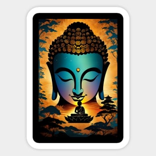 Gautam Buddha meditation art Sticker